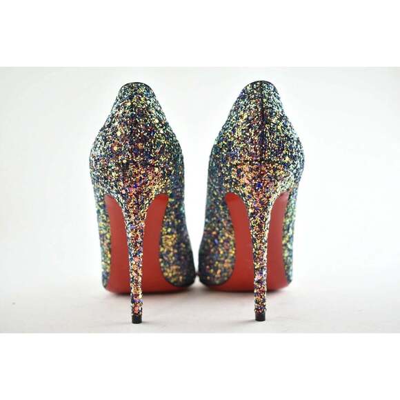 Christian Louboutin Pigalle Follies 100 Glitter Milkyway Blue Red Heel Pump 37 - Picture 8 of 12